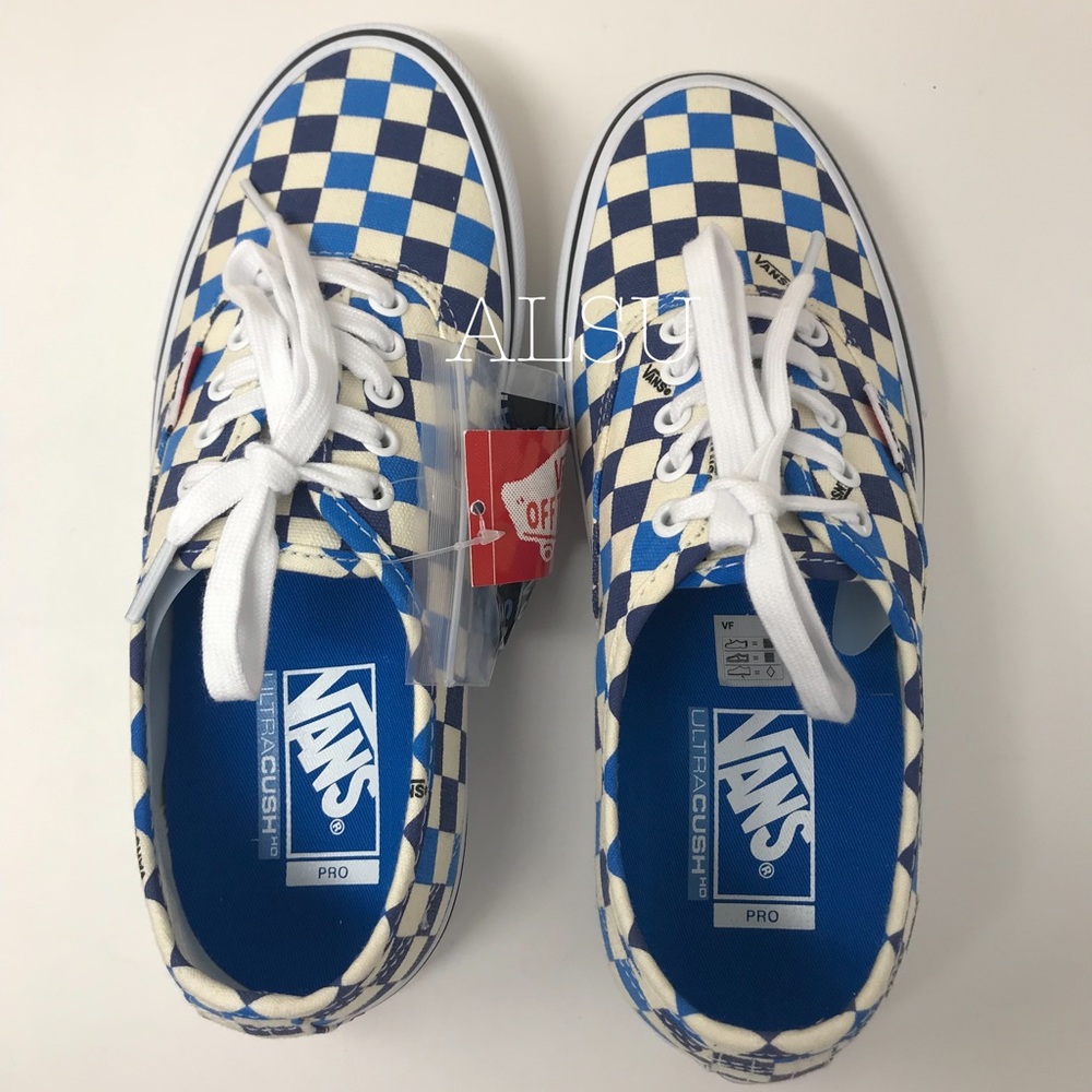 🌸Sale🌸 VANS Authentic Pro Checkerboard White Blue Womens Size 8.5 VN0A3479UH2 - Picture 7 of 8